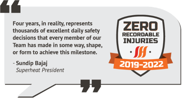 Onsite heat treatment provider accomplishes zero recordable injuries for fourth consecutive year Onsite heat treatment provider accomplishes zero recordable injuries for fourth consecutive year